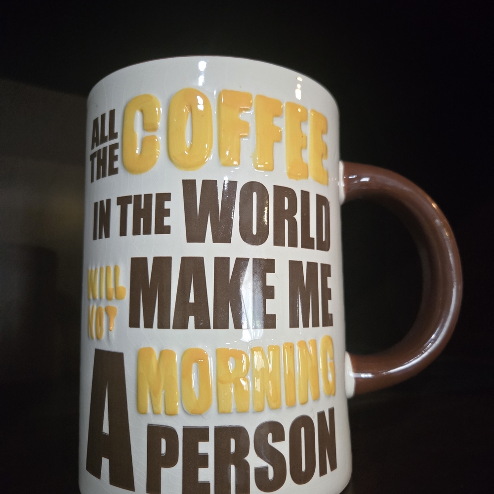 Cracker Barrel Brown and Yellow Oversized Coffee Mug with Eye-Catching Design